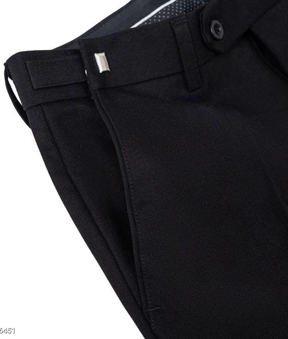 Quần Âu Nam Chỉnh Cạp Vải Cotton Cao Cấp Form Slimfit Trẻ Trung Màu Đen - Ảnh chi tiết 4