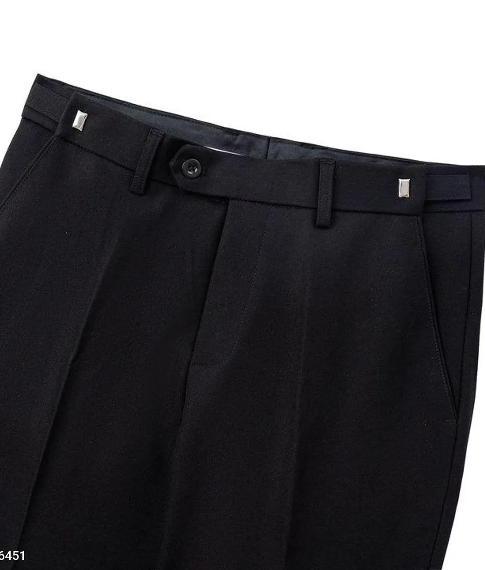 Quần Âu Nam Chỉnh Cạp Vải Cotton Cao Cấp Form Slimfit Trẻ Trung Màu Đen - góc khác