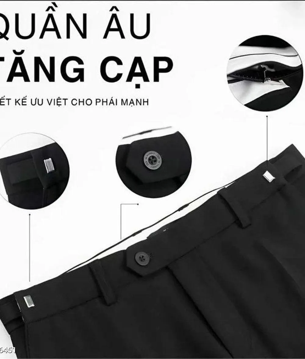 Quần Âu Nam Chỉnh Cạp Vải Cotton Cao Cấp Form Slimfit Trẻ Trung Màu Đen - Ảnh chi tiết 9