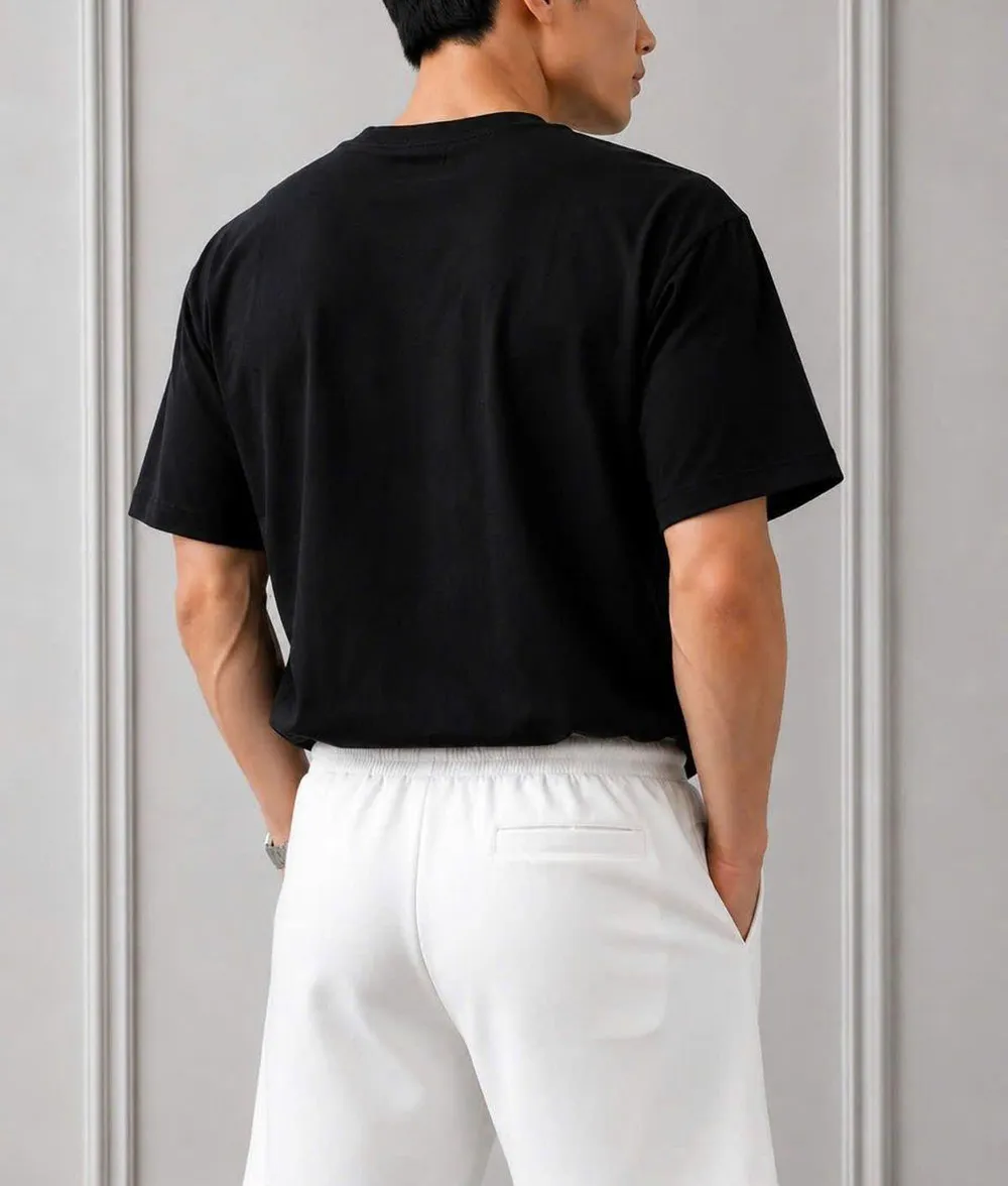 Quần Short Unisex Co Giãn Chất 2 Da Dày Dặn Mềm Mịn Phong Cách Hàn Quốc Màu Trắng - góc khác