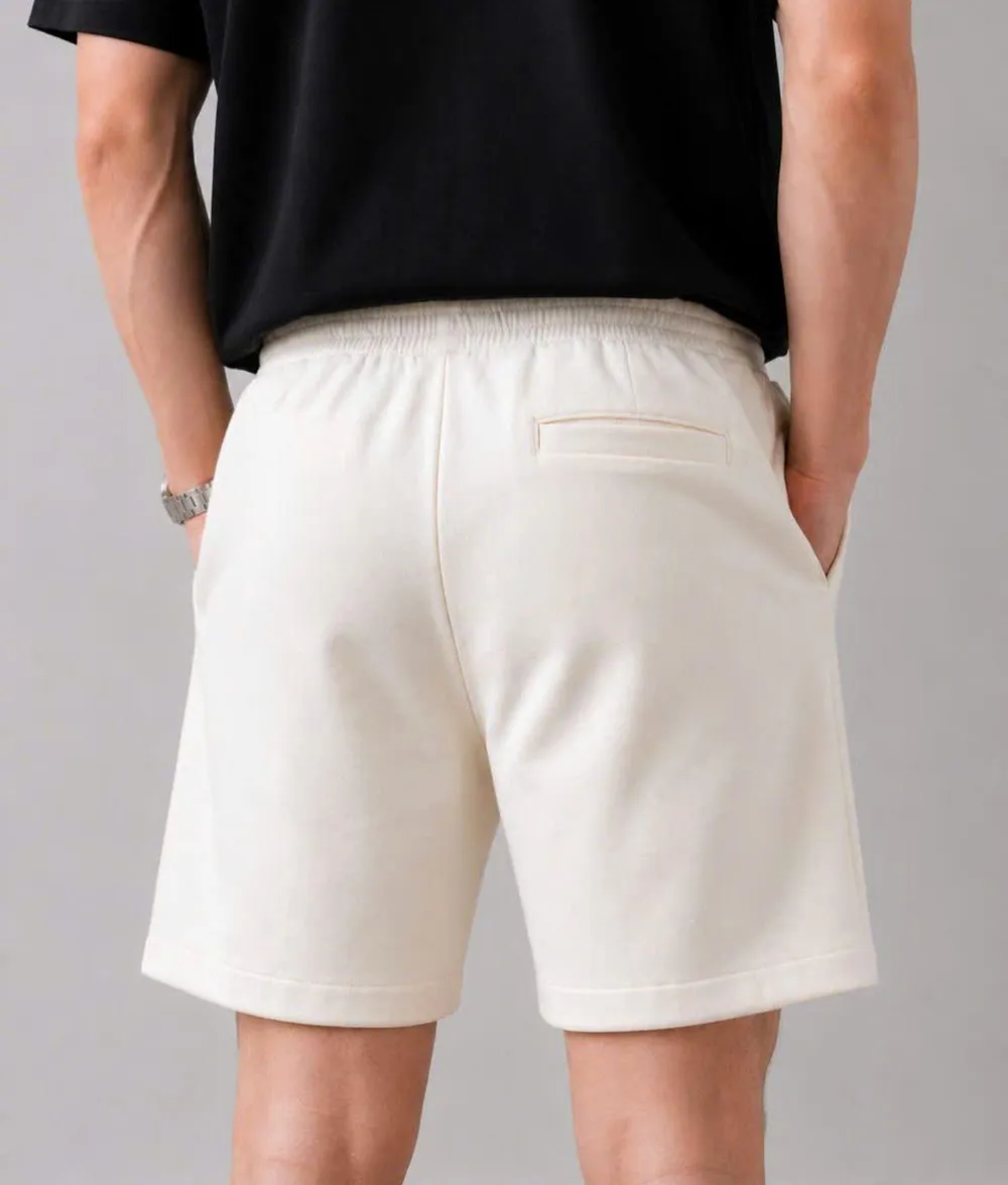 Quần Short Unisex Co Giãn Chất 2 Da Dày Dặn Mềm Mịn Phong Cách Hàn Quốc Màu Be - Ảnh chi tiết 2