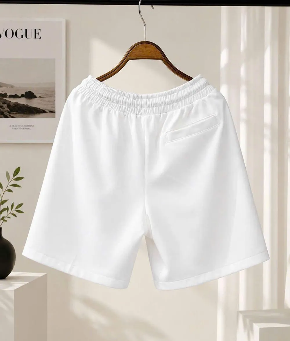 Quần Short Unisex Co Giãn Chất 2 Da Dày Dặn Mềm Mịn Phong Cách Hàn Quốc Màu Trắng