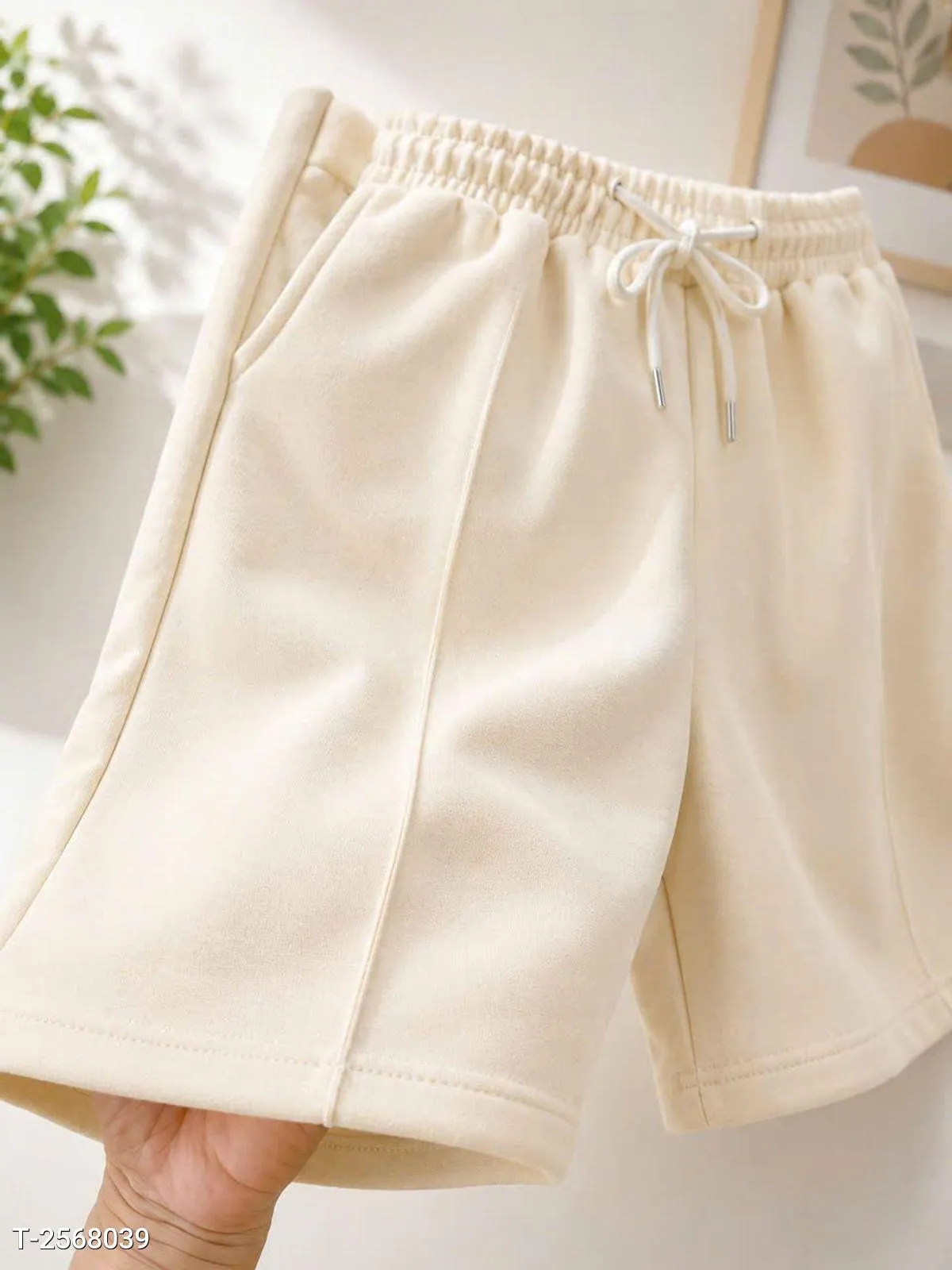 Quần Short Unisex Co Giãn Chất 2 Da Dày Dặn Mềm Mịn Phong Cách Hàn Quốc Màu Be - Ảnh chi tiết 4