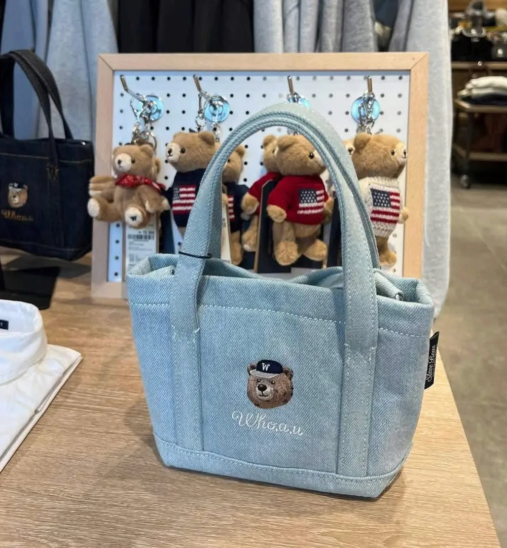 Túi Whoau Steve Denim Mini Tote Bag Light Indigo - Ảnh chi tiết 5