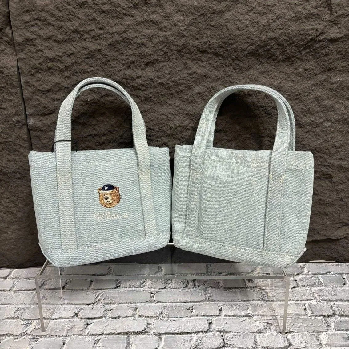 Túi Whoau Steve Denim Mini Tote Bag Light Indigo - Ảnh chi tiết 7