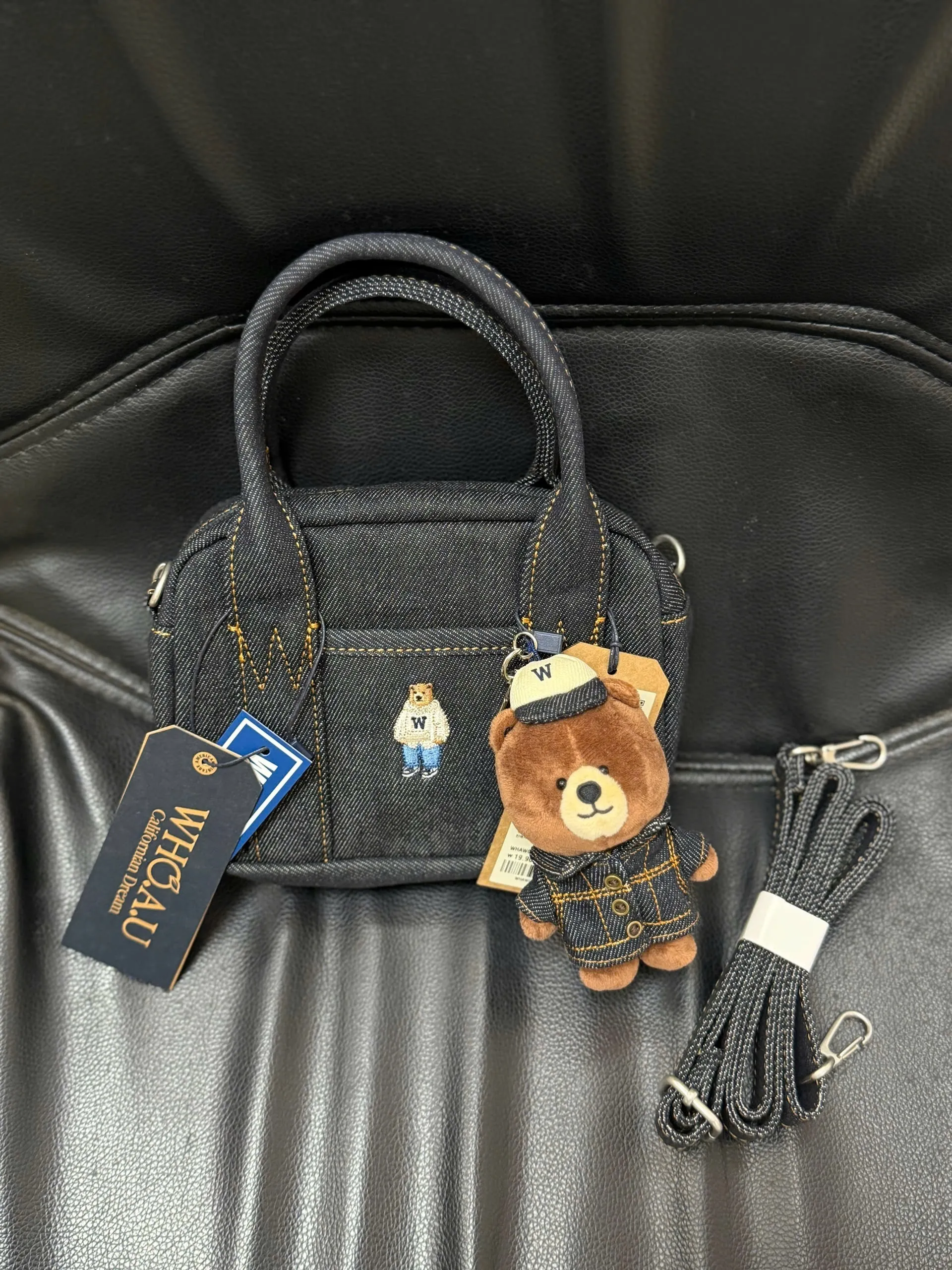 Túi Whoau Steve Denim Pocket Cross Size 18 - Xanh Đậm - Ảnh chi tiết 5